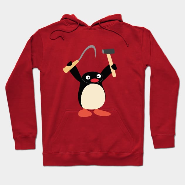 Communist Pingu with Hammer and Sickle meme Hoodie by gabyshiny